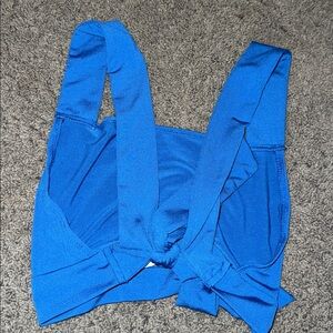 Blue Tie-Back Crop Top